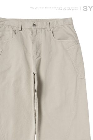 Trendy Men's Workwear Casual Pants with Three-Dimensional Cutting and Pockets - Brown Long Pants for a Stylish Look