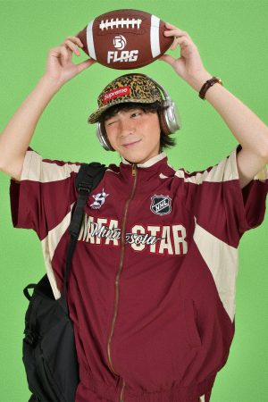 Trendy Military Style Windbreaker Sports Suit for Couples - Retro Casual Two-Piece Set for Summer Fashion