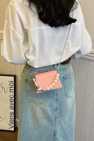 Trendy Mini Pearl Chain Crossbody Bag for Women - Stylish Versatile 2025 Summer Shoulder Small Square Bag