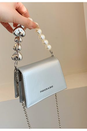 Trendy Mini Pearl Chain Crossbody Bag for Women - Stylish Versatile 2025 Summer Shoulder Small Square Bag