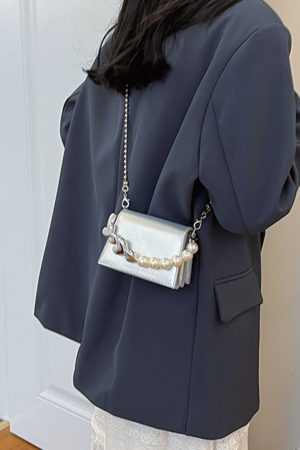 Trendy Mini Pearl Chain Crossbody Bag for Women - Stylish Versatile 2025 Summer Shoulder Small Square Bag