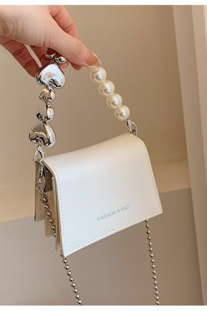 Trendy Mini Pearl Chain Crossbody Bag for Women - Stylish Versatile 2025 Summer Shoulder Small Square Bag