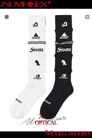 Trendy Multi-Layered Letter Print Long Knee-High Sports Socks for Men and Women - Skateboard & Football Style