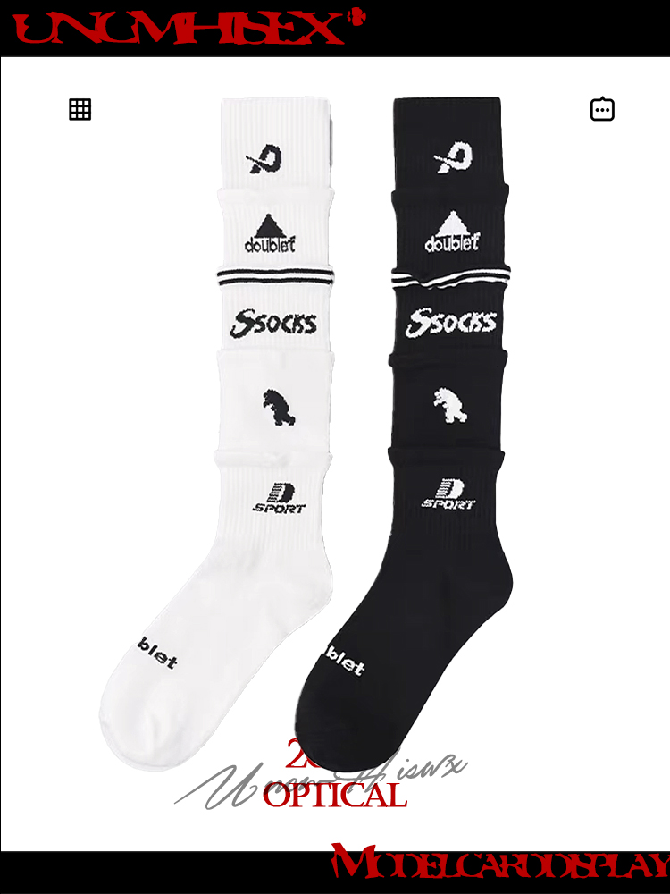 Trendy Multi-Layered Letter Print Long Knee-High Sports Socks for Men and Women - Skateboard & Football Style Trendy Multi-Layered Letter Print Long Knee-High Sports Socks for Men and Women - Skateboard & Football Style