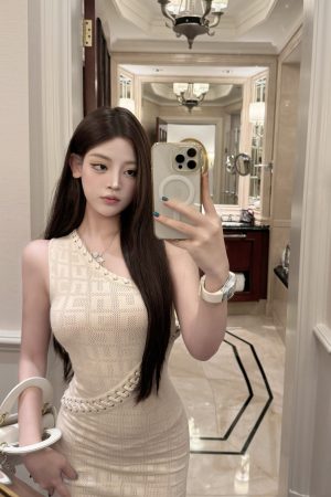 Trendy Off-Shoulder Knitted Dress in Pure Desire Style - Luna Lona 8.1 New Design, Perfect for 90s and Y2K Fashion Lovers