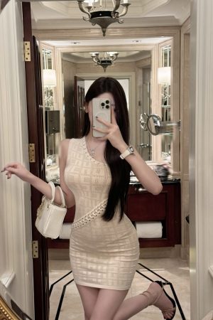 Trendy Off-Shoulder Knitted Dress in Pure Desire Style - Luna Lona 8.1 New Design, Perfect for 90s and Y2K Fashion Lovers