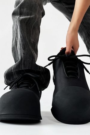 Trendy Oversized Black Sneakers for Men & Women, High Street Warrior Mickey Thick-Soled Height-Increasing Shoes