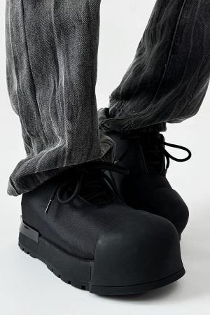 Trendy Oversized Black Sneakers for Men & Women, High Street Warrior Mickey Thick-Soled Height-Increasing Shoes