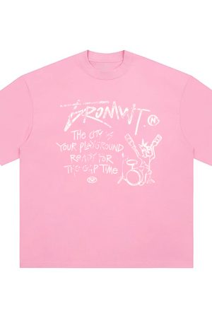 Trendy Oversized White T-Shirt for Women - Summer Graffiti Print Half Sleeve American Style Heavyweight Top