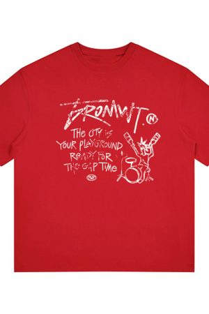 Trendy Oversized White T-Shirt for Women - Summer Graffiti Print Half Sleeve American Style Heavyweight Top