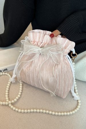 Trendy Pearl Bucket Bag for Women, Summer 2025 Fairy Crossbody Bag, Textured Versatile Niche Style