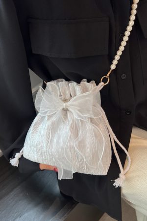 Trendy Pearl Bucket Bag for Women, Summer 2025 Fairy Crossbody Bag, Textured Versatile Niche Style