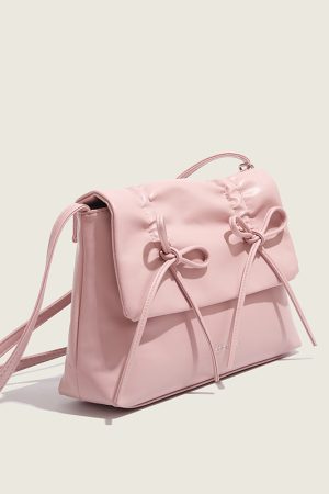 Trendy Pink Bow Shoulder Bag for Women - Large Capacity Crossbody Commuter Tote for 2024 Fashion