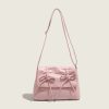 Trendy Pink Bow Shoulder Bag for Women - Large Capacity Crossbody Commuter Tote for 2024 Fashion