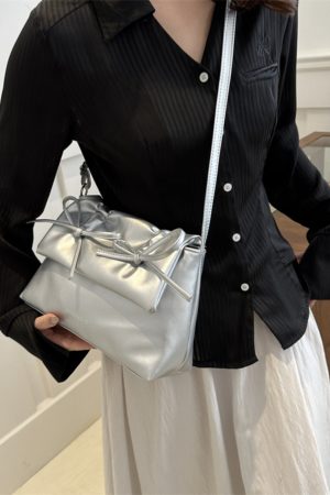 Trendy Pink Bow Shoulder Crossbody Bag for Women, Large Capacity Commuter Tote, 2025 Fashion Must-Have