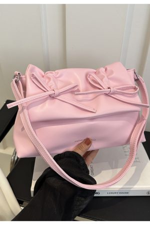 Trendy Pink Bow Shoulder Crossbody Bag for Women, Large Capacity Commuter Tote, 2025 Fashion Must-Have