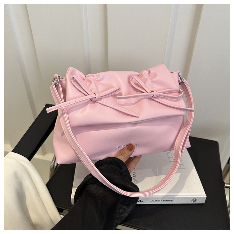 Trendy Pink Bow Shoulder Crossbody Bag for Women, Large Capacity Commuter Tote, 2025 Fashion Must-Have Trendy Pink Bow Shoulder Crossbody Bag for Women, Large Capacity Commuter Tote, 2025 Fashion Must-Have