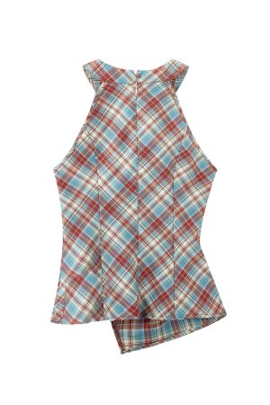 Trendy Plaid Irregular Summer Tank Top for Women - Vacation Style Fashion 2025