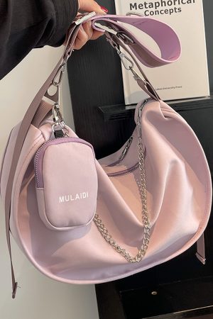 Trendy Purple Women's Large Capacity Crossbody Bag - Versatile Sports Casual Underarm Dumpling Style for 2025 Fashion