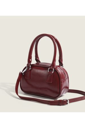 Trendy Red Handbag for Women - Autumn Winter 2023 Korean Style Tote Bowling Bag, Versatile Crossbody Small Square Design