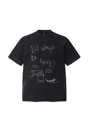 Trendy Relaxed Fit Beaded Letter Short Sleeve T-Shirt for Men and Women - Summer High-End Couple Style