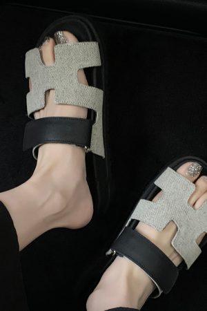 Trendy Sheepskin One-Strap Sandals for Women - Casual Thick Sole Slippers with Velcro Closure, Stylish Footwear for Everyday Wear