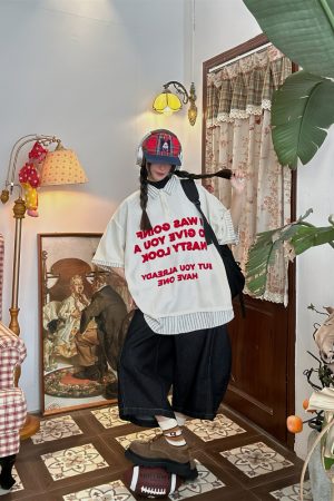 Trendy Spliced Striped Fake Two-Piece Short Sleeve Polo Shirt with Letter Embroidery for Men and Women - Vintage 90s Style