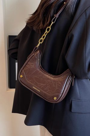 Trendy Textured Small Bag for Women - 2025 New Style Chain Shoulder Crossbody Bag, Niche Design Underarm Purse