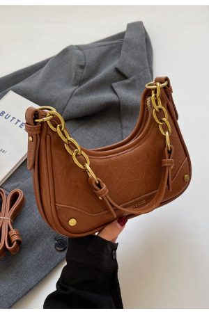 Trendy Textured Small Bag for Women - 2025 New Style Chain Shoulder Crossbody Bag, Niche Design Underarm Purse