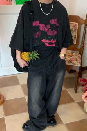 Trendy Vintage Wash Dream Print Short Sleeve T-Shirt for Couples - Unisex Summer High Street Style Tee