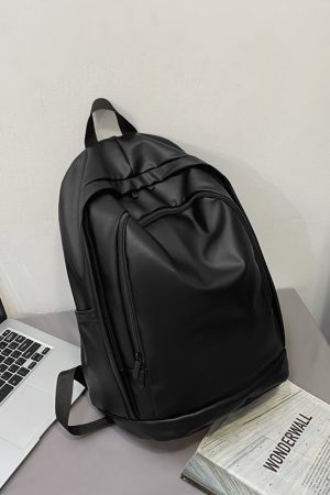 Trendy Water-Resistant Soft Leather Backpack for Men and Women - Large Capacity Minimalist College Campus Bag