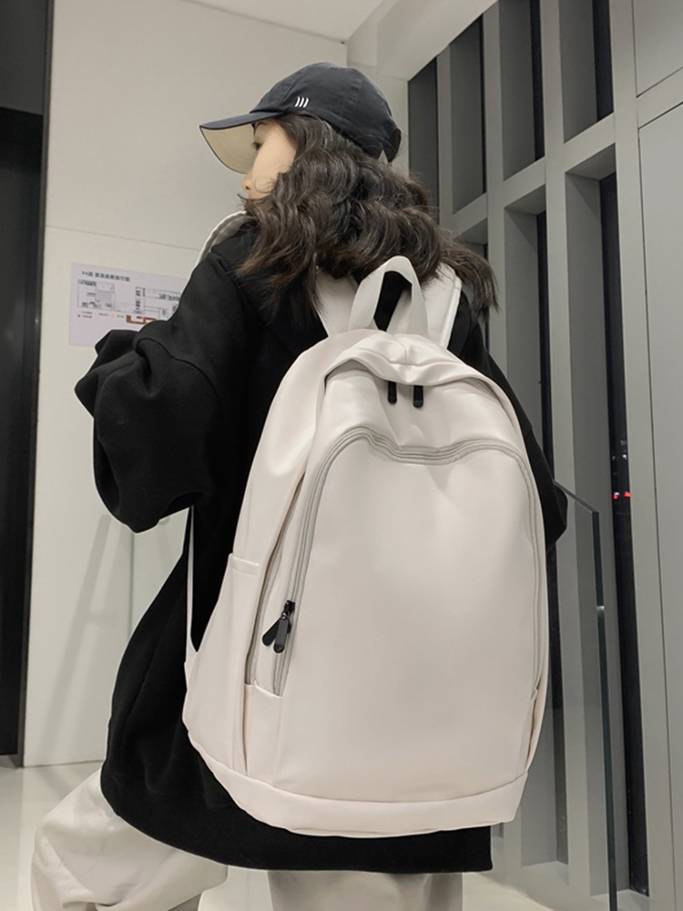 Trendy Water-Resistant Soft Leather Backpack for Men and Women - Large Capacity Minimalist College Campus Bag Trendy Water-Resistant Soft Leather Backpack for Men and Women - Large Capacity Minimalist College Campus Bag