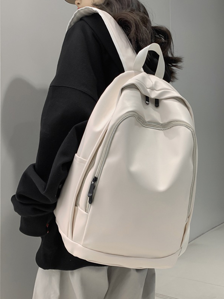 Trendy Water-Resistant Soft Leather Backpack for Men and Women - Large Capacity Minimalist College Campus Bag Trendy Water-Resistant Soft Leather Backpack for Men and Women - Large Capacity Minimalist College Campus Bag