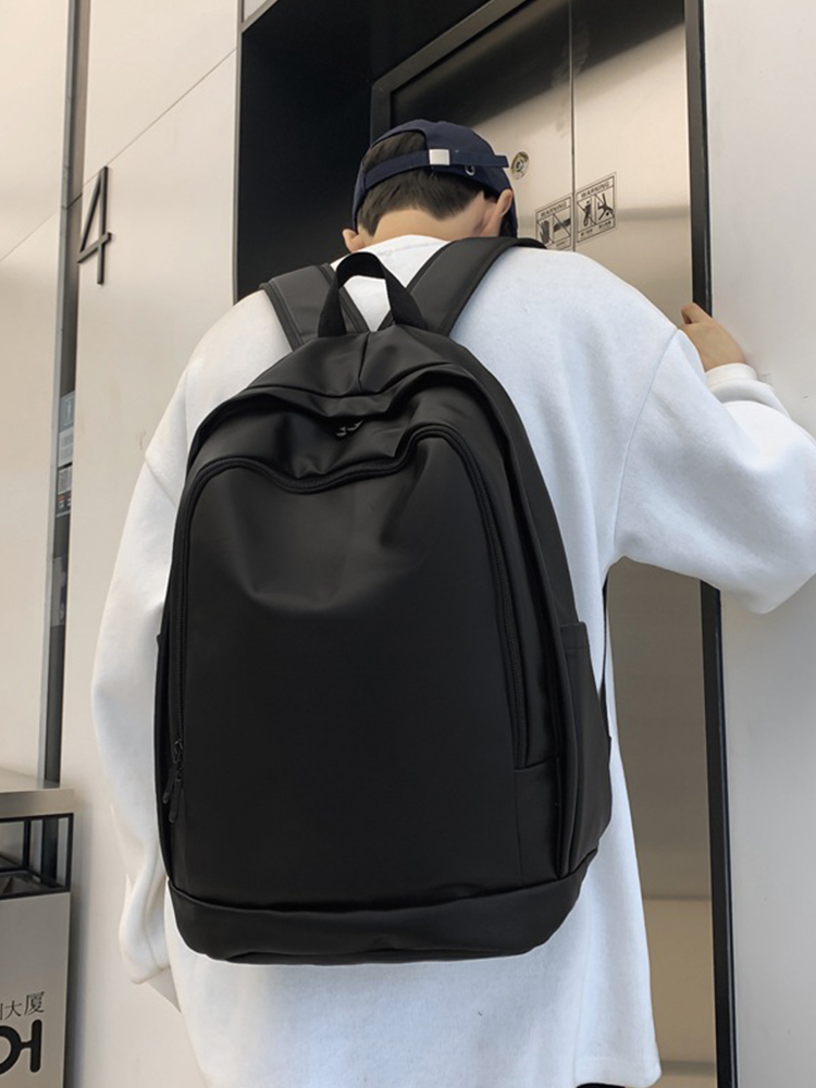 Trendy Water-Resistant Soft Leather Backpack for Men and Women - Large Capacity Minimalist College Campus Bag Trendy Water-Resistant Soft Leather Backpack for Men and Women - Large Capacity Minimalist College Campus Bag