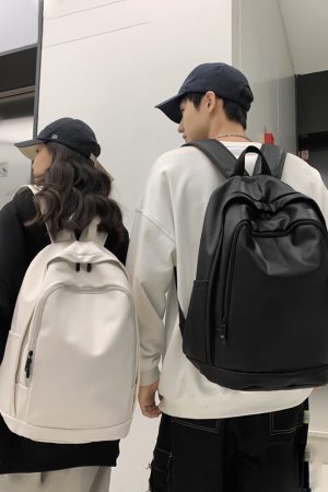 Trendy Water-Resistant Soft Leather Backpack for Men and Women - Large Capacity Minimalist College Campus Bag