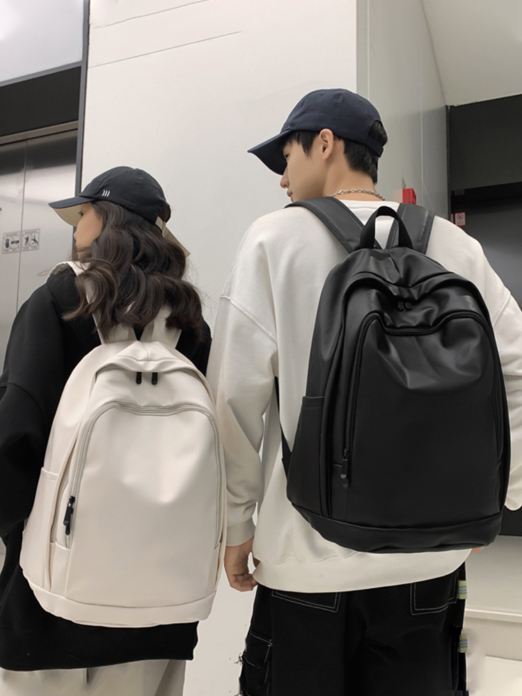 Trendy Water-Resistant Soft Leather Backpack for Men and Women - Large Capacity Minimalist College Campus Bag Trendy Water-Resistant Soft Leather Backpack for Men and Women - Large Capacity Minimalist College Campus Bag