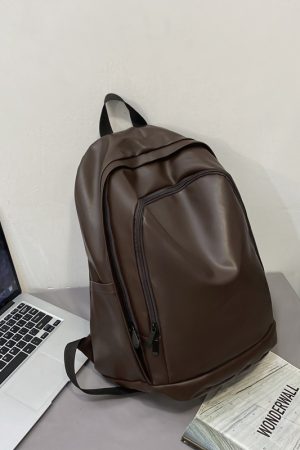 Trendy Water-Resistant Soft Leather Backpack for Men and Women - Large Capacity Minimalist College Campus Bag