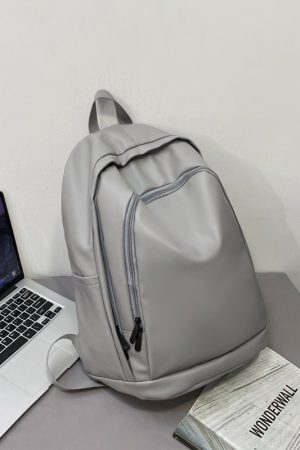 Trendy Water-Resistant Soft Leather Backpack for Men and Women - Large Capacity Minimalist College Campus Bag