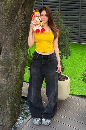 Trendy Women's American Big Collar T-Shirt, Summer Letter Print, Short Sleeve Fitted Crop Top, Y2K Style