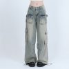 Trendy Women's High Street Cargo Pants, Unique Loose Wide-Leg Design, American Style, Casual Streetwear Fashion