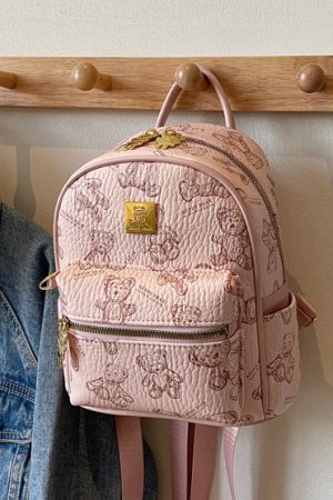 Trendy Women's Mini Backpack with Cute Bear Print - Casual Double Shoulder Bag for 2025 Fashion