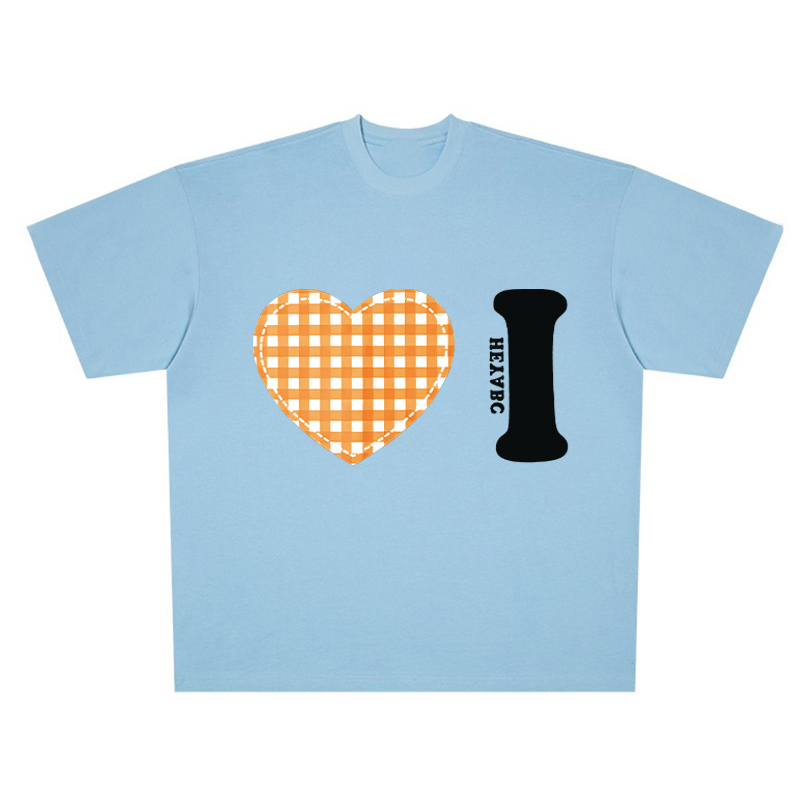 Trendy Women's Summer Short Sleeve Plaid Heart Print T-Shirt - Slim Fit Round Neck Top for a Chic American Style Look Trendy Women's Summer Short Sleeve Plaid Heart Print T-Shirt - Slim Fit Round Neck Top for a Chic American Style Look