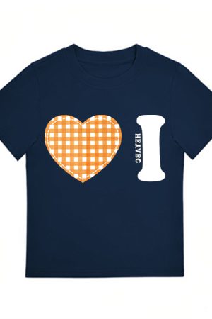 Trendy Women's Summer Short Sleeve Plaid Heart Print T-Shirt - Slim Fit Round Neck Top for a Chic American Style Look
