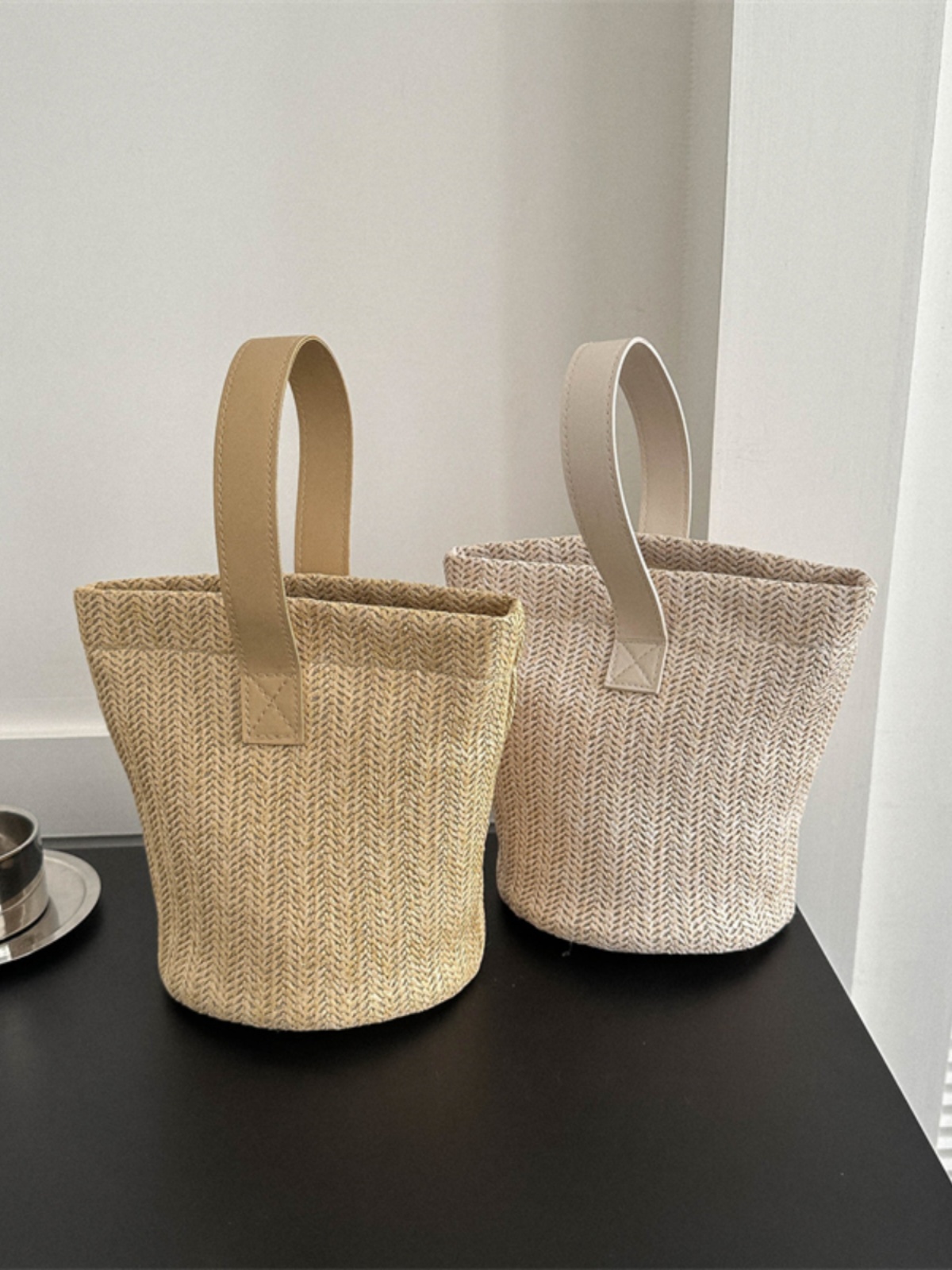 Trendy Woven Beach Bucket Bag - Casual Tote for Women, Handheld Vacation Bag, Perfect for Summer and Coastal Getaways Trendy Woven Beach Bucket Bag - Casual Tote for Women, Handheld Vacation Bag, Perfect for Summer and Coastal Getaways