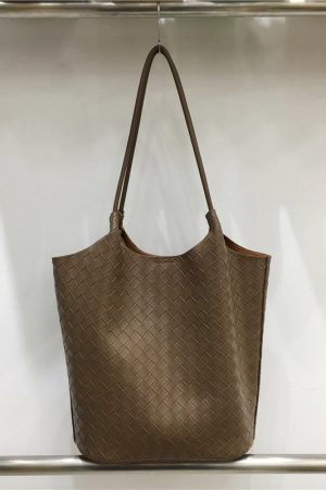 Trendy Woven Tote Bag for Mothers & Children - Large Capacity Casual Shoulder Bag 2025 Fashion Style