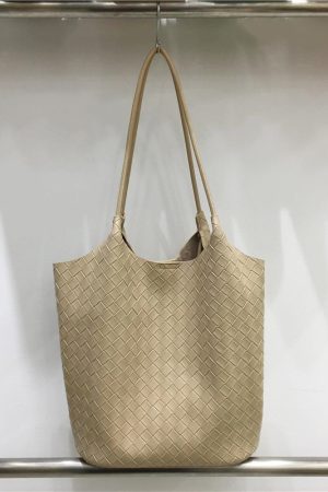 Trendy Woven Tote Bag for Mothers & Children - Large Capacity Casual Shoulder Bag 2025 Fashion Style