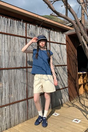 Two-Color Letter Embroidery Shorts for Women - Loose Slim Fit Summer Casual Pants 2025, Y2K Style