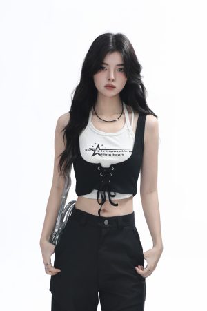 Two-Piece Halter Crop Top for Women with Unique Patchwork Design - Spicy Girl Style, Perfect for 90s and Y2K Fashion Lovers