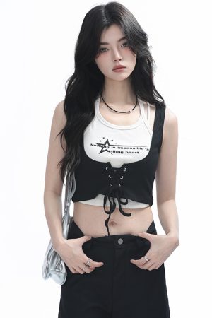 Two-Piece Halter Crop Top for Women with Unique Patchwork Design - Spicy Girl Style, Perfect for 90s and Y2K Fashion Lovers