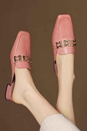 Ultra-Soft Genuine Leather Open-Toe Mule Shoes with Chunky Heels - Comfortable Italian Slippers for Everyday Style